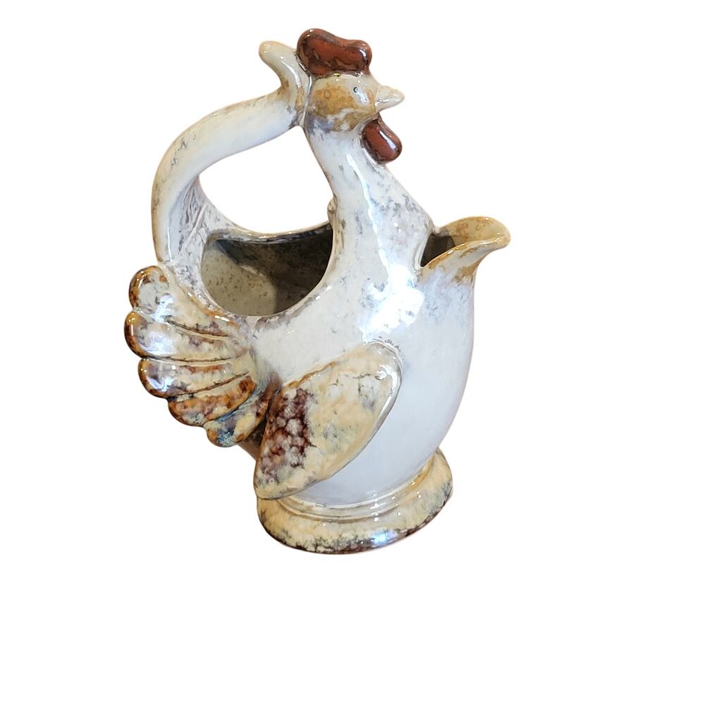 Vintage Glazed Pottery chicken hen pitcher